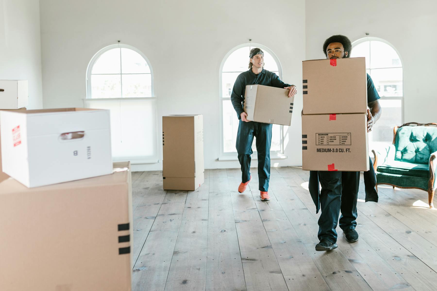 Mover handling office relocation boxes