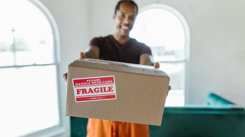 Mover carrying fragile cartons during move