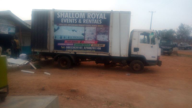 An events and rentals box truck in Ibadan
