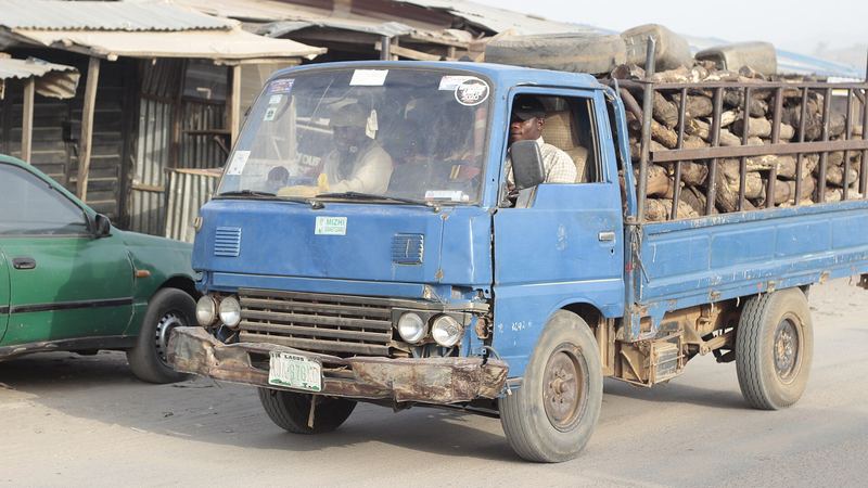 A loaded truck heading to market