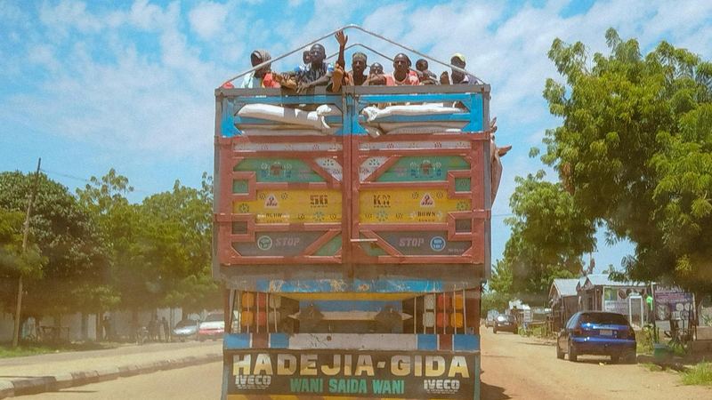 Commercial truck carrying stock in Nigeria