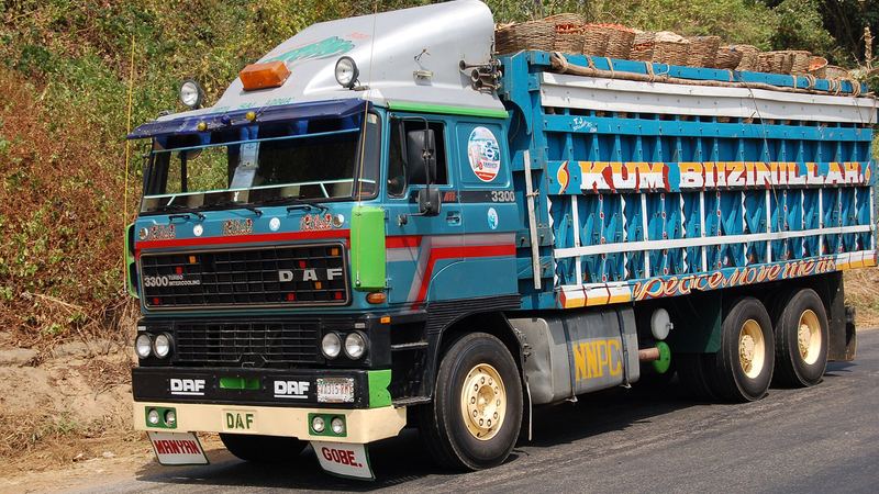 A long-haul truck on a Nigerian highway