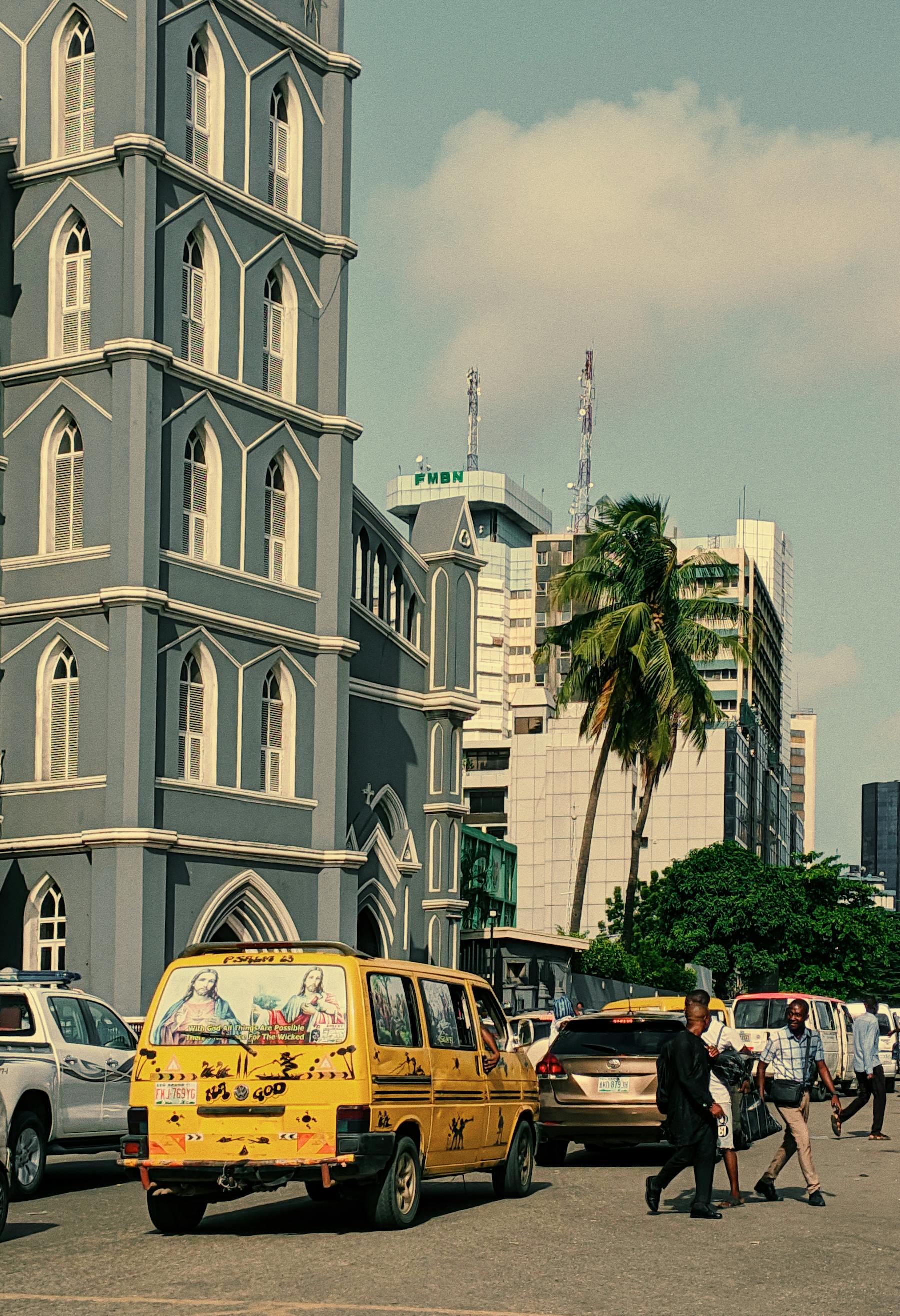 Lagos yellow bus movement around business districts