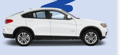 Blue compact car suitable for small deliveries